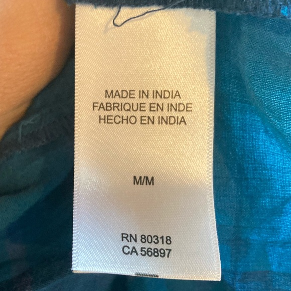 Lucky Brand Short Sleeve Babydoll Tunic Top Blue Tie Dye Lightweight sz Medium - Picture 7 of 10